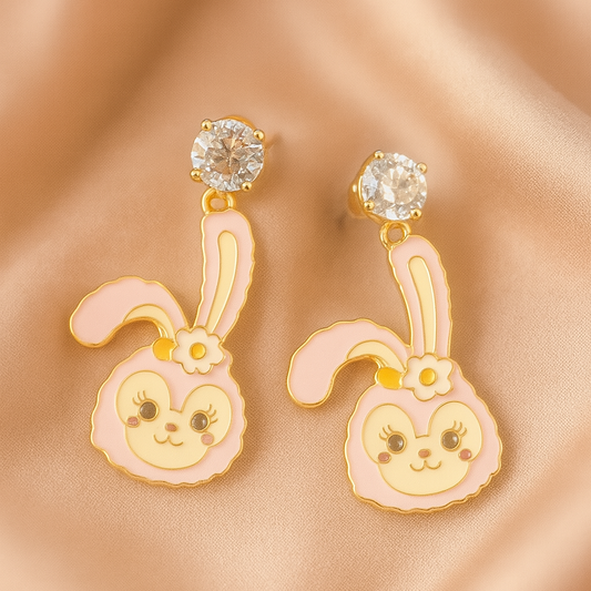 Pair of bunny-shaped earrings with gold accents