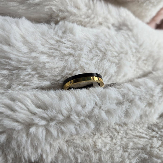 Gold ring on a fluffy white surface