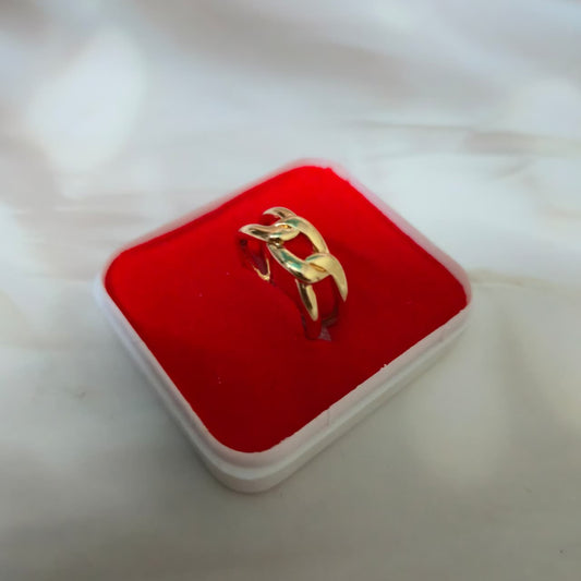 Gold anti-tarnish adjustable open ring with serpent-inspired