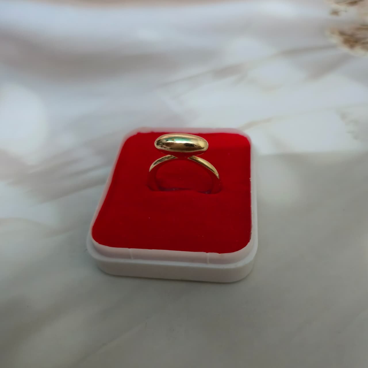 Gold dome ring with high-polish finish, adjustable anti-tarnish statement ring by Ora Haven 