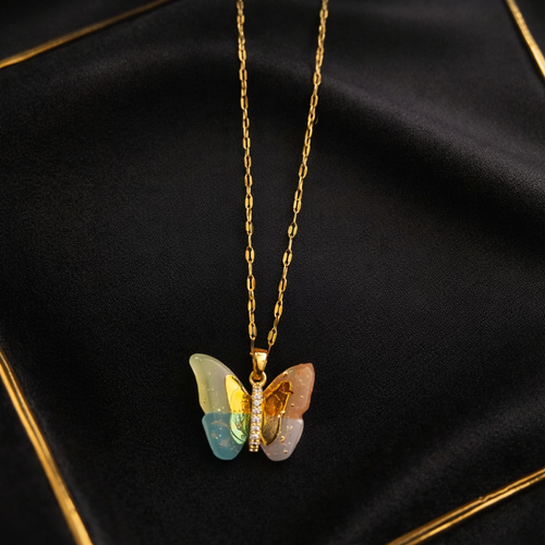 The pendant on a black cloth background 