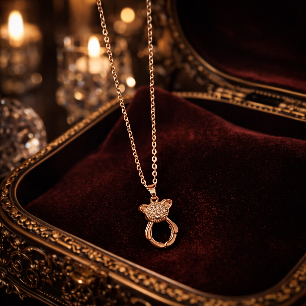 the pendant on a red cloth background 