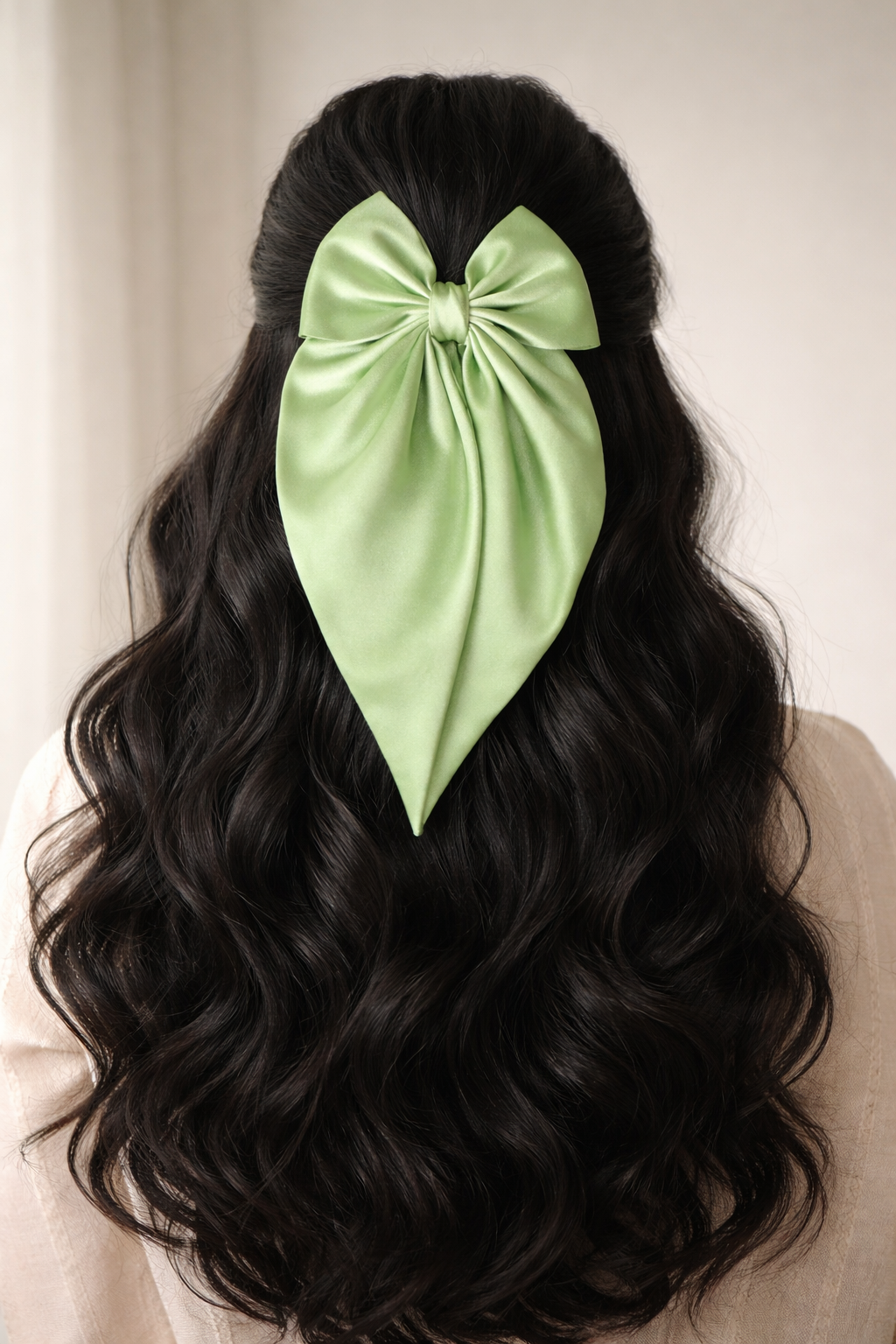 The bow on a woman's hair 
