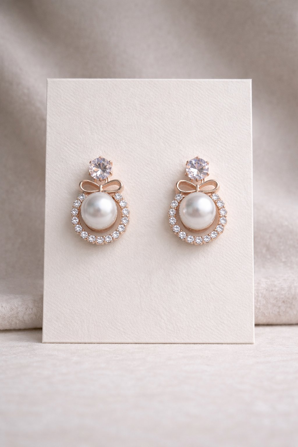 The earings on a white background 