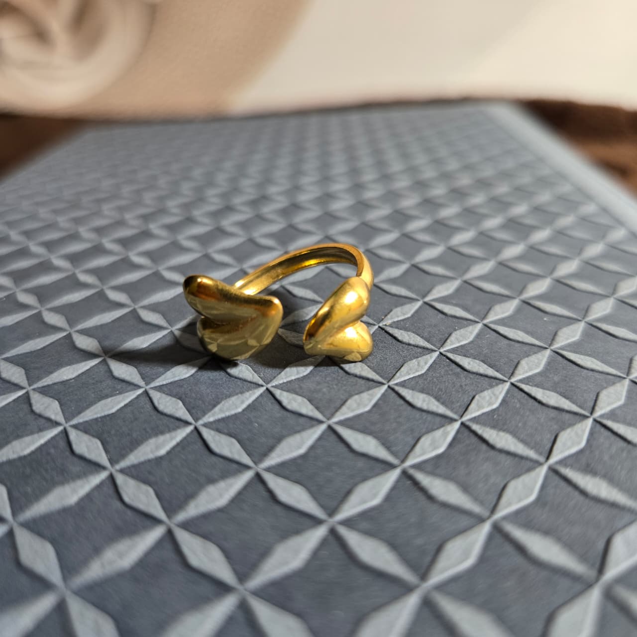 Golden Ring with heart shape 