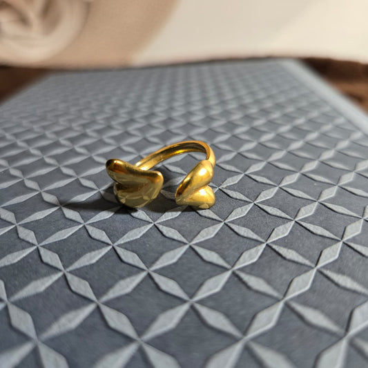 Golden Ring with heart shape 