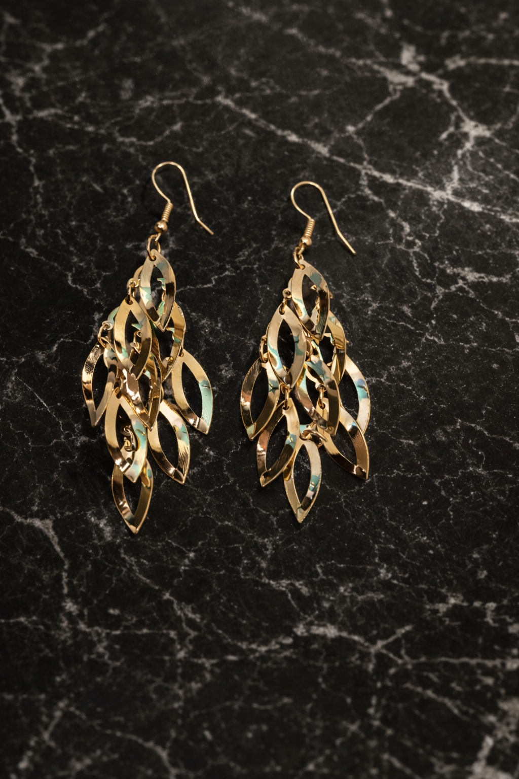 The earings on a marble background 