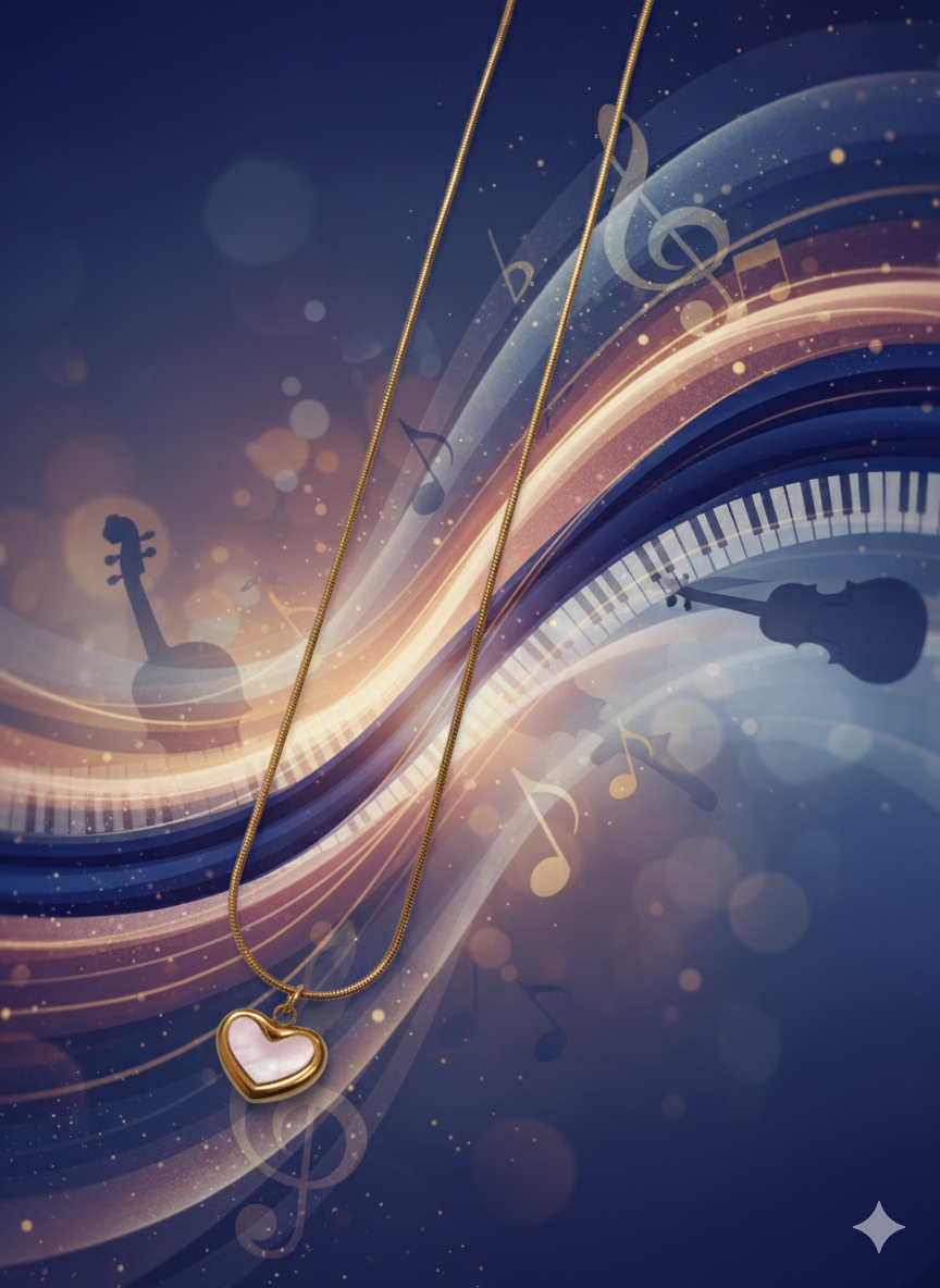 the pendent on an abstract music background.