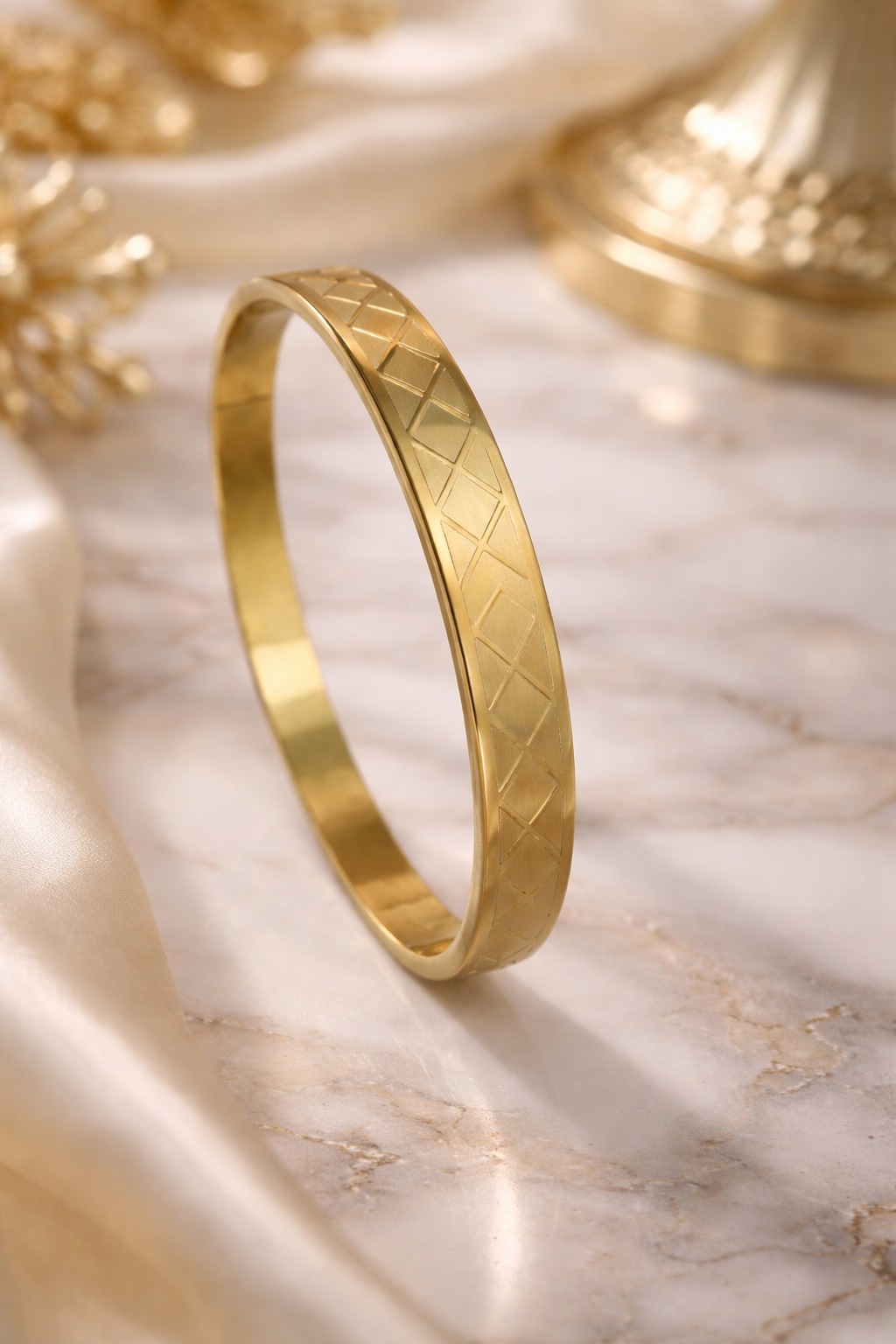The bracelet on a marble table top 
