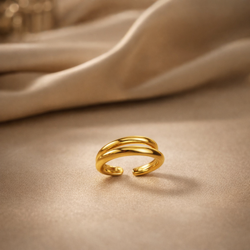 The ring on a table top background 