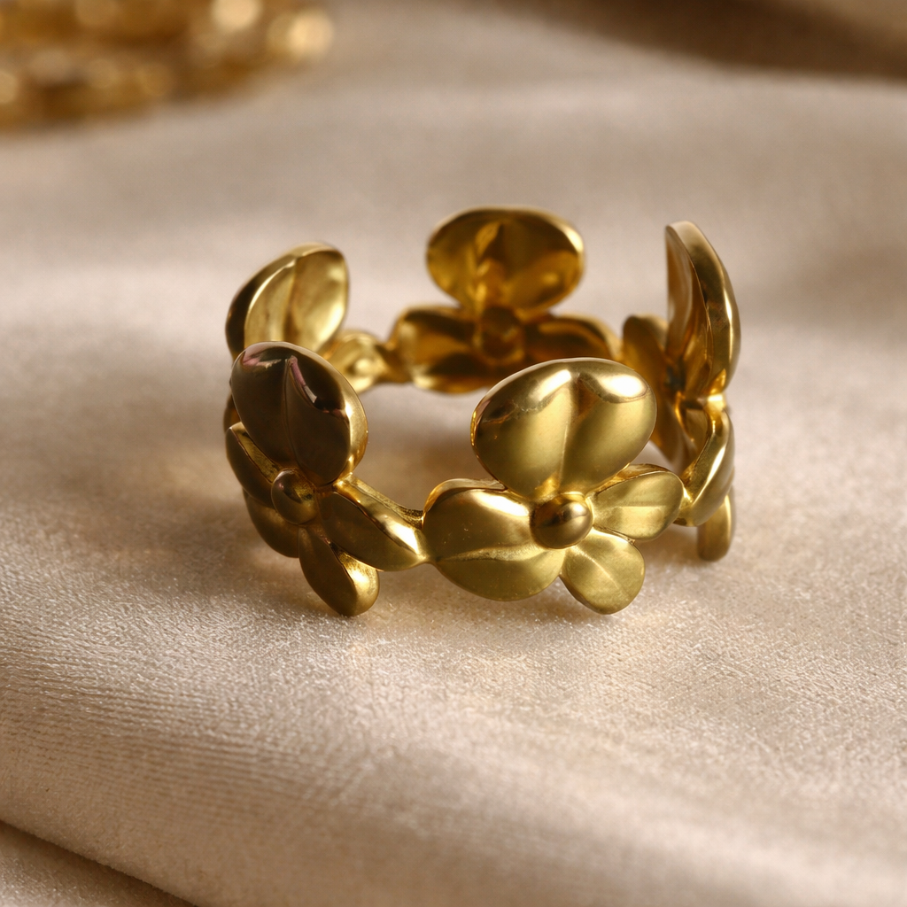 The ring on a gold cloth background 