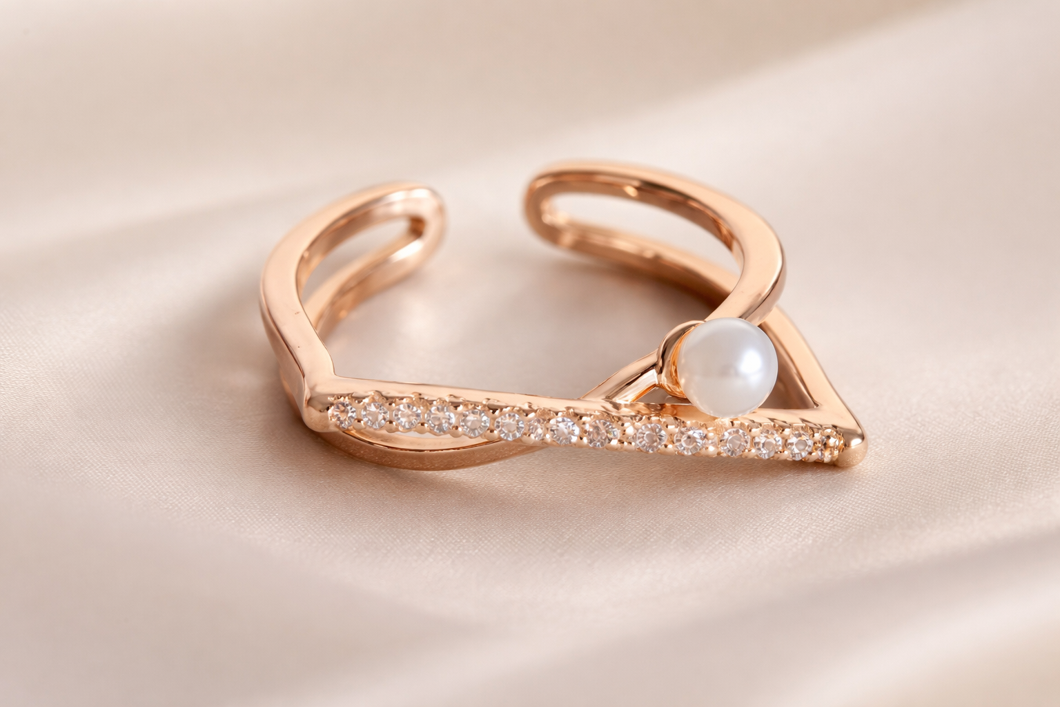 The ring on a white cloth background 