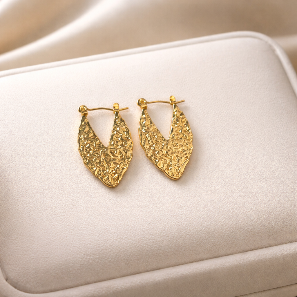 The earrings on a jewelry box 