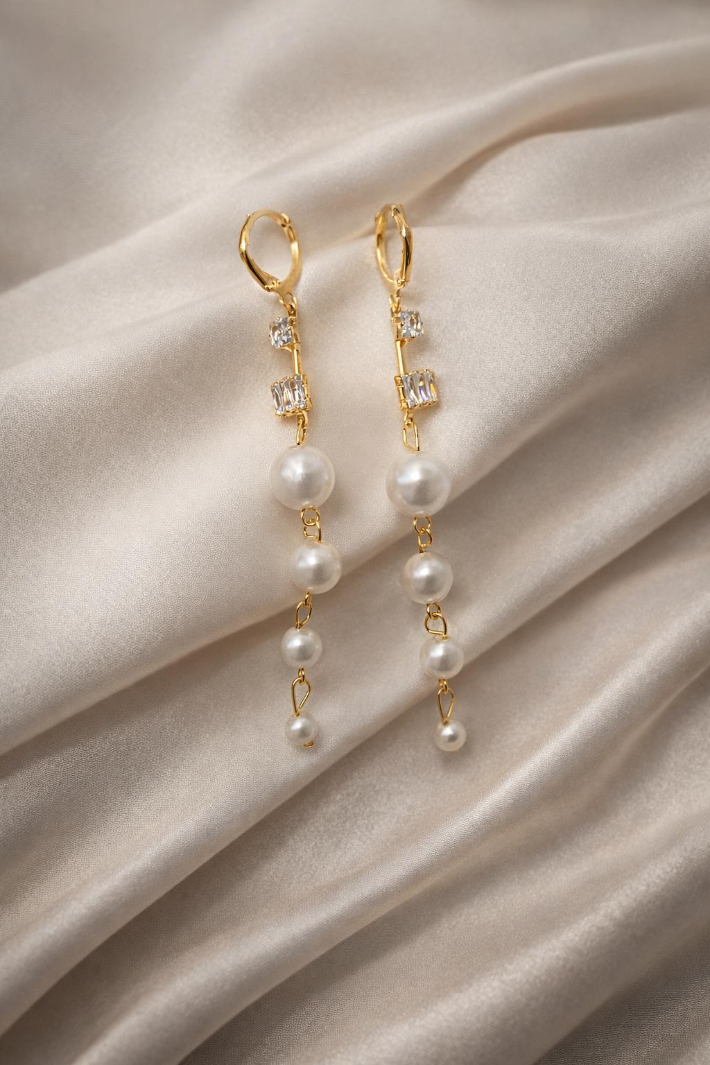 The earings on a white background 