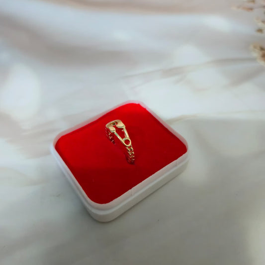 Gold safety pin adjustable ring with anti-tarnish coating