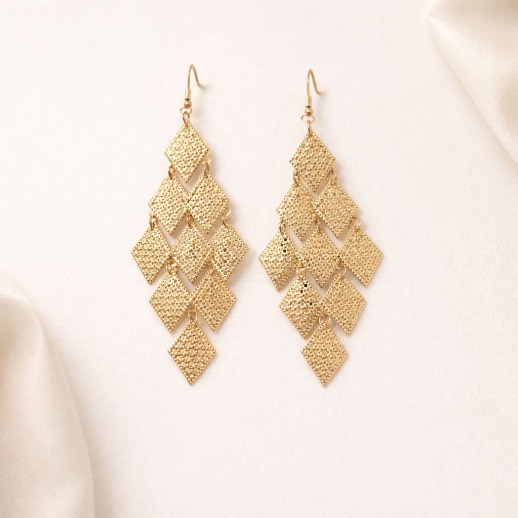 The earrings on a white background 