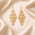 The earrings on a beige cloth background 