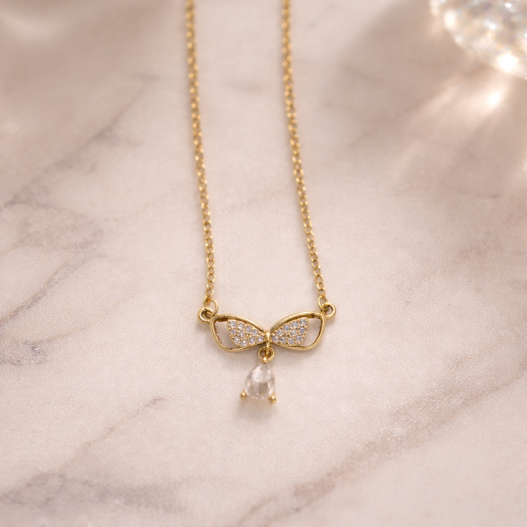 The necklace on a marble background 