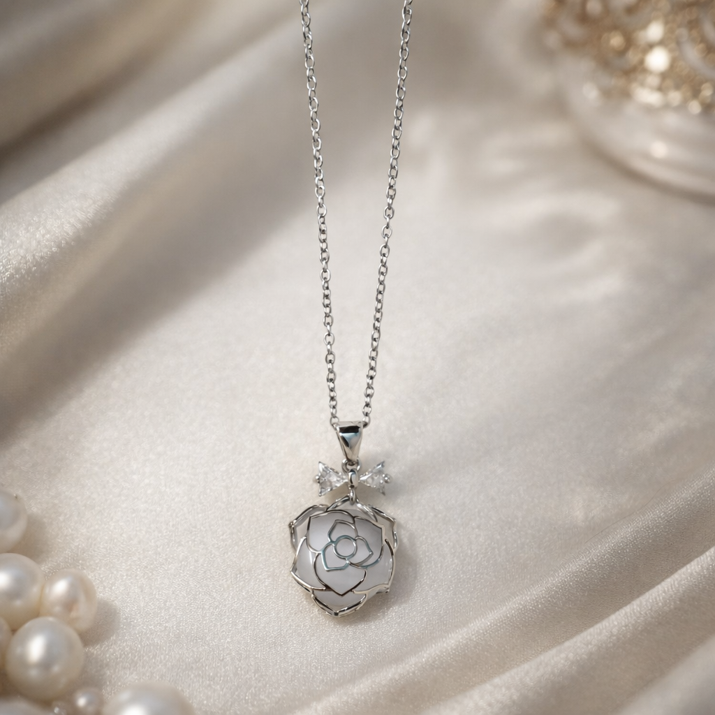The pendant on a pearl white background 