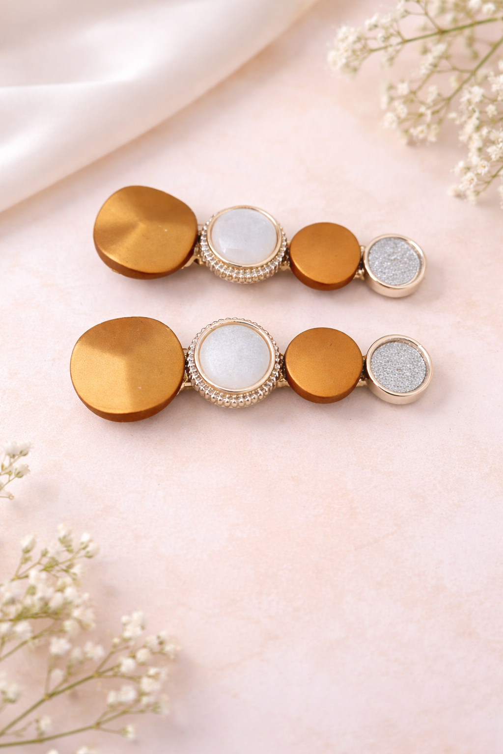 The hair clip on a rose background 