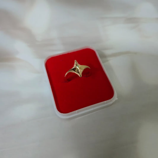 Gold anti-tarnish adjustable ring with sculptural star-inspired design by Ora Haven 