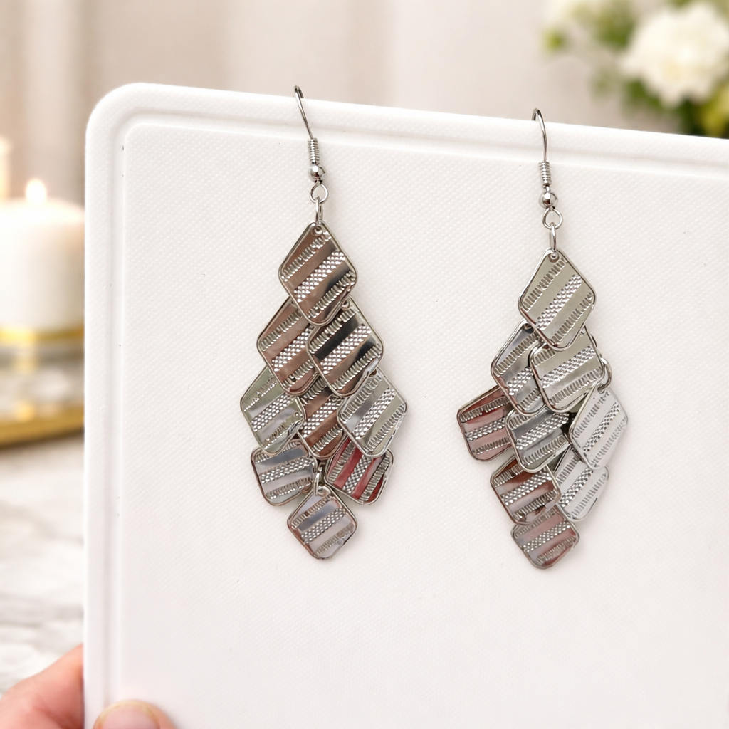 The earings on a white background 