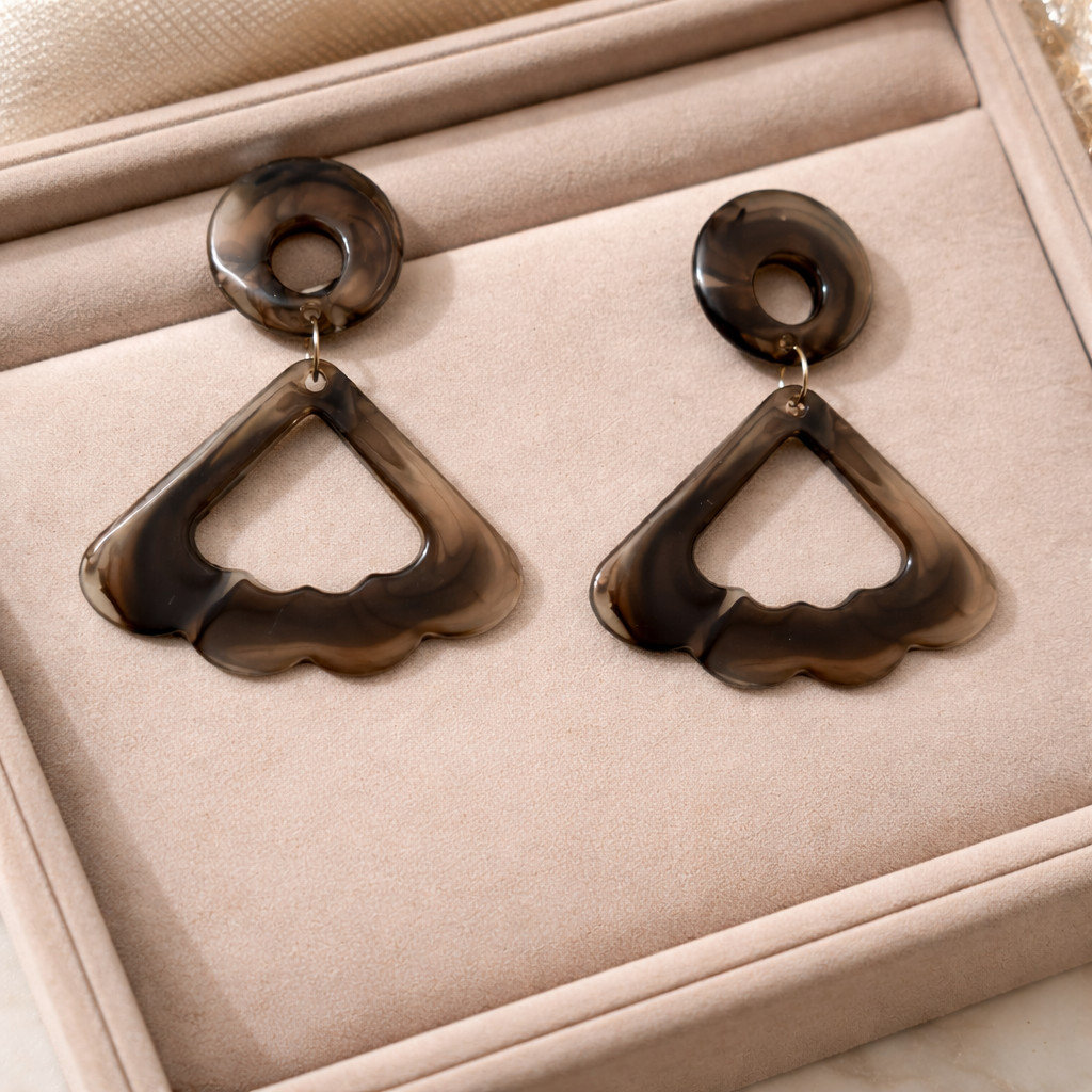 The earrings on a jewelry box 