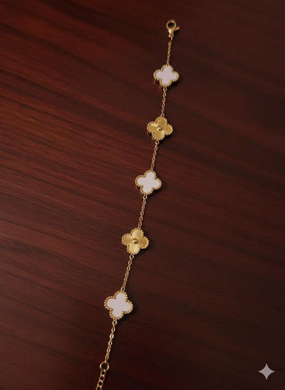 White & Gold Clover Bracelet